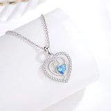 Eudora Silver Animal Necklace Zircon Heart Pendant Women Jewelry