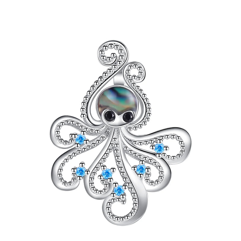 Eudora Octopus Necklace Abalone Shell Zircon Pendant Women Party Gift