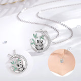 Eudora 925 Silver Panda CZ Moon Pendant Necklace Woman Jewelry