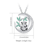 Eudora 925 Silver Panda CZ Moon Pendant Necklace Woman Jewelry