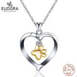 925 Sterling Silver Pet Dog Cat Bone & Footprint Pendant Necklace
