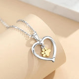 925 Sterling Silver Pet Dog Cat Bone & Footprint Pendant Necklace
