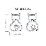 Eudora 925 Silver Kitten Earrings Heart Anti Allergy Women Jewelry Gift