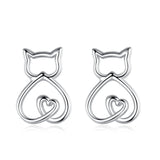Eudora 925 Silver Kitten Earrings Heart Anti Allergy Women Jewelry Gift
