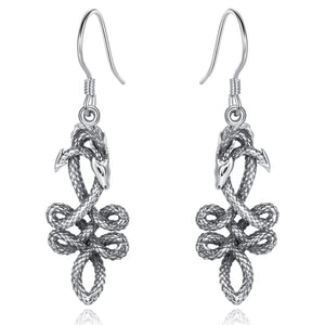 925 Silver Dragon Earring Women's Vintage Animal Celtic Knot Drop Gothic Jewelry