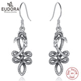 925 Silver Dragon Earring Women's Vintage Animal Celtic Knot Drop Gothic Jewelry