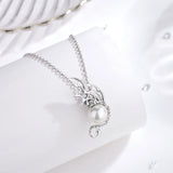 Eudora Dragon Necklace Shellfish Bead Pendant 925 Sterling Silver