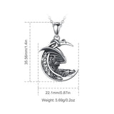 Eudora Silver Dragon Necklace Vintage Celtic Moon Pendant Gothic Jewelry