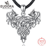 Eudora Silver Dragon Pendant Necklace Celtic Knot Jewelry