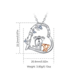Eudora Elephant Mother & Son Necklace Heart Crystal Long Chain Jewelry
