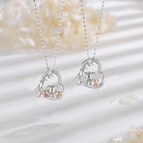 Eudora Elephant Mother & Son Necklace Heart Crystal Long Chain Jewelry