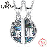 Eudora 925 Silver Elephant Abalone Shell Round Necklace