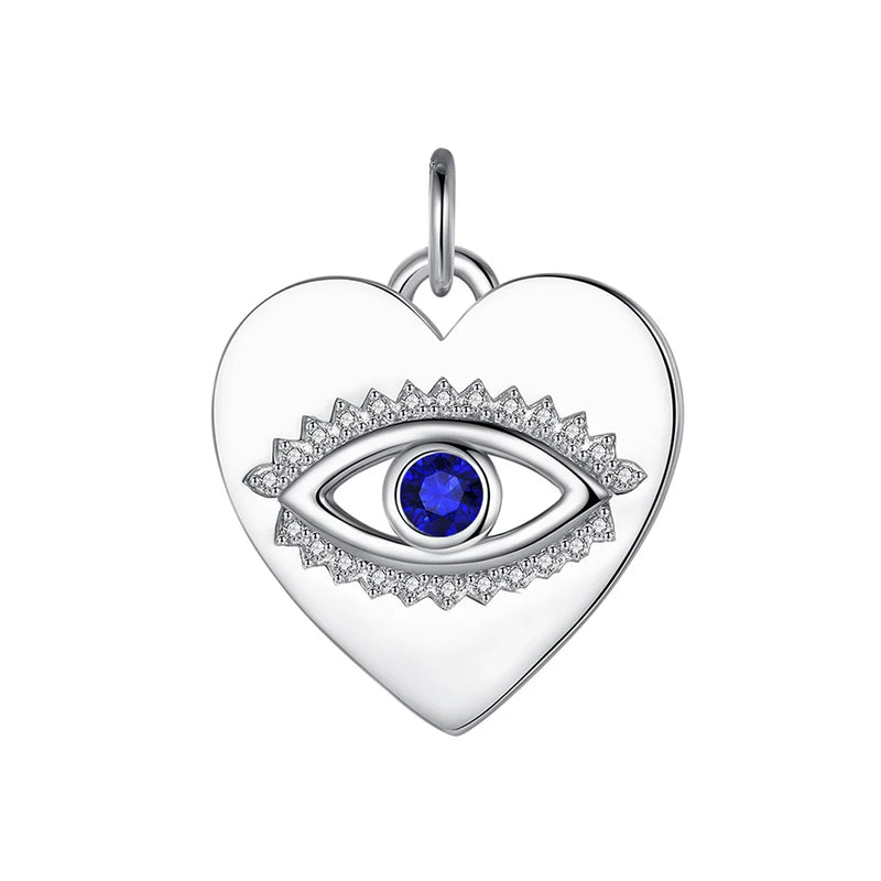Eudora Evil Eye Necklace Zircon Heart Pendant 925 Sterling Silver Woman Jewelry