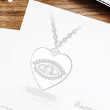 Eudora Evil Eye Necklace Zircon Heart Pendant 925 Sterling Silver Woman Jewelry