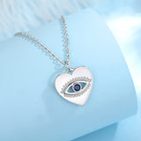 Eudora Evil Eye Necklace Zircon Heart Pendant 925 Sterling Silver Woman Jewelry