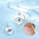 Eudora Evil Eye Necklace Zircon Heart Pendant 925 Sterling Silver Woman Jewelry