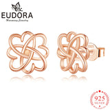 Eudora 925 Silver Flower Stud Earrings Fine Jewelry Women's Party