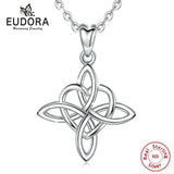 925 Silver Heart Pendant Necklace Irish Celtics Knot Jewelry For Women