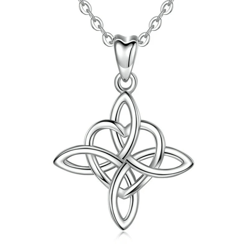 925 Silver Heart Pendant Necklace Irish Celtics Knot Jewelry For Women