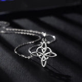 925 Silver Heart Pendant Necklace Irish Celtics Knot Jewelry For Women
