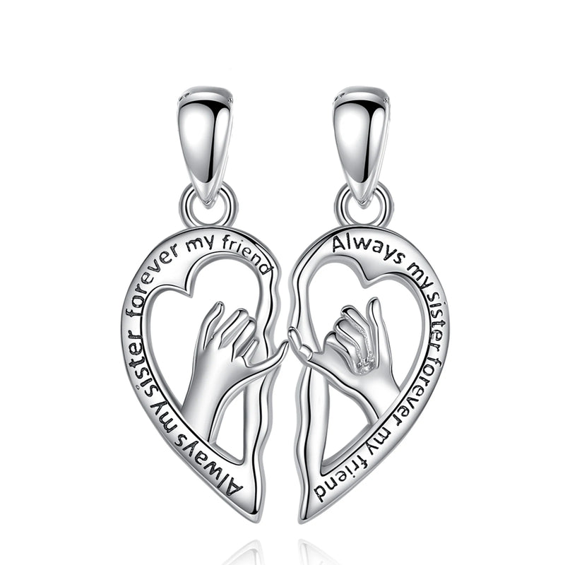 925 Silver BFF Hand Pendants Necklace Set