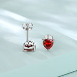 925 Silver Heart Birthstone Stud Earrings 12 Colors AAAA Cubic Zirconia