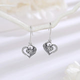 Eudora 925 Silver Heart Drop Earrings Zircon Vintage Women's Jewelry