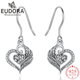 Eudora 925 Silver Heart Drop Earrings Zircon Vintage Women's Jewelry