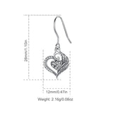 Eudora 925 Silver Heart Drop Earrings Zircon Vintage Women's Jewelry