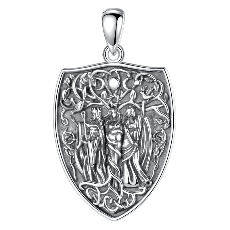 Eudora Hecate Amulet Necklace Triple Moon Goddess Pendant 925 Sterling Silver
