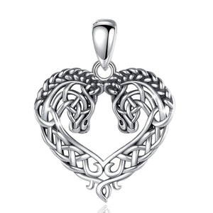Eudora Sterling Silver Horse Necklace Celtic Knot Pendant