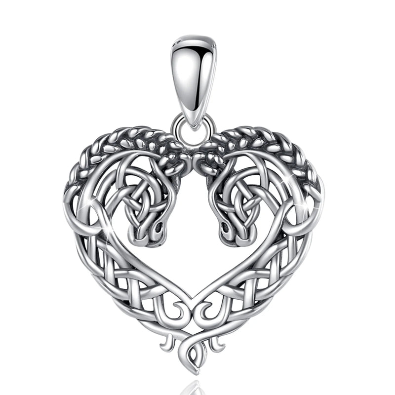Eudora Sterling Silver Horse Necklace Celtic Knot Pendant