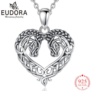 Eudora Sterling Silver Horse Necklace Celtic Knot Pendant