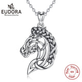 925 Silver Horse Necklace Pendant Celtics Knot Spirit Horse Head Necklace