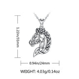 925 Silver Horse Necklace Pendant Celtics Knot Spirit Horse Head Necklace