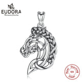 925 Silver Horse Necklace Pendant Celtics Knot Spirit Horse Head Necklace