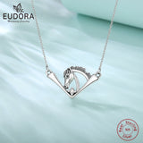 925 Silver Horse Pendant CZ Necklace Animal Series Jewelry