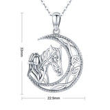 Eudora Sterling Silver Horse & Girl Necklace Moon Celtic Knot Pendant Jewelry
