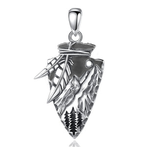 Eudora 925 Silver Arrow Necklace Gothic Tribal Pendant Men Women Jewelry