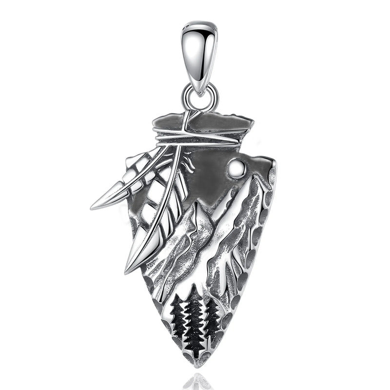 Eudora 925 Silver Arrow Necklace Gothic Tribal Pendant Men Women Jewelry
