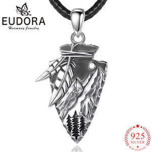 Eudora 925 Silver Arrow Necklace Gothic Tribal Pendant Men Women Jewelry