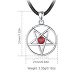 Eudora 925 Silver Pentagram Necklace Red Birthstone Lucky Star Pendant