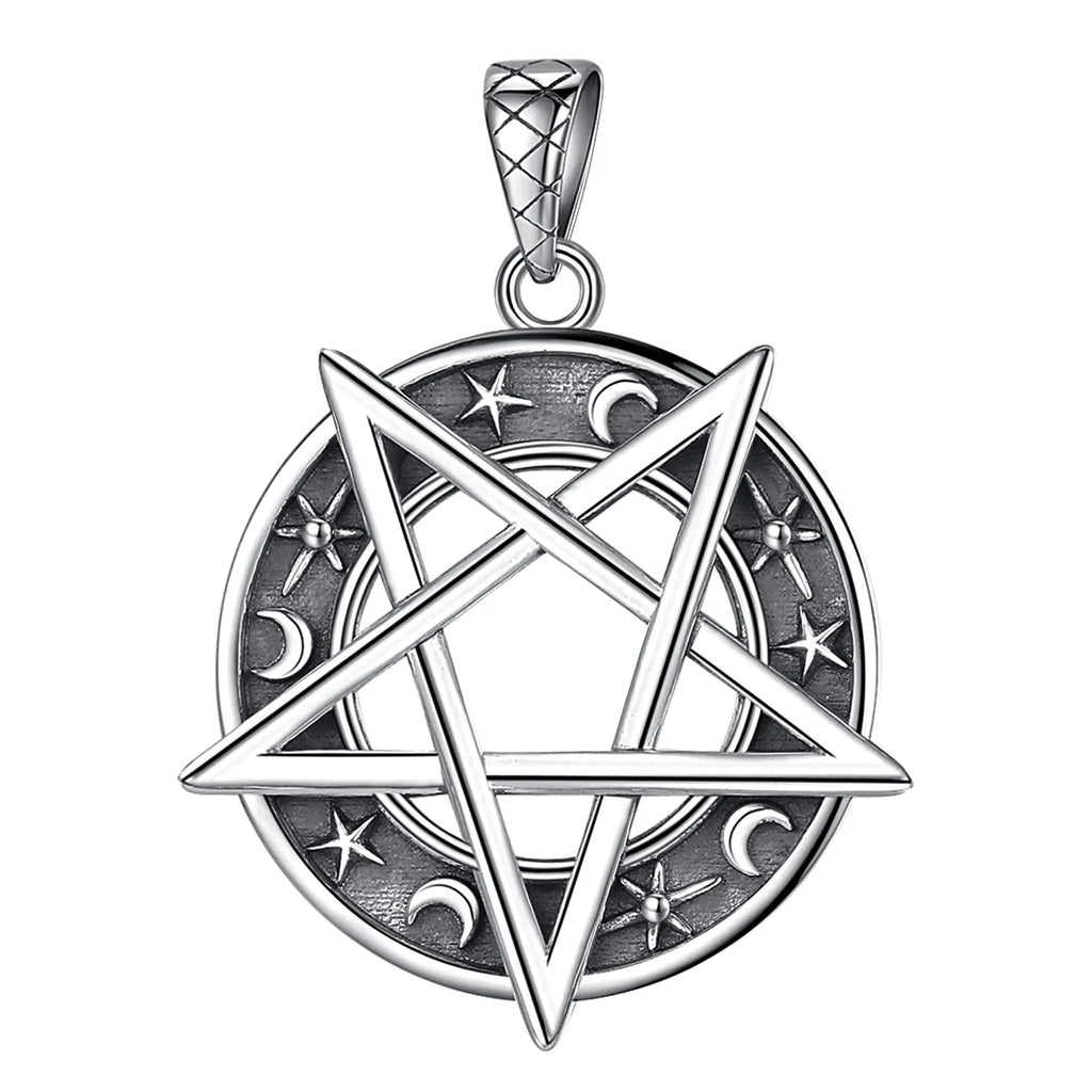 925 Silver Inverted Pentagram Necklace Solomon Amulet Tetragrammaton Pendant