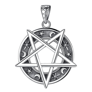 925 Silver Inverted Pentagram Necklace Solomon Amulet Tetragrammaton Pendant