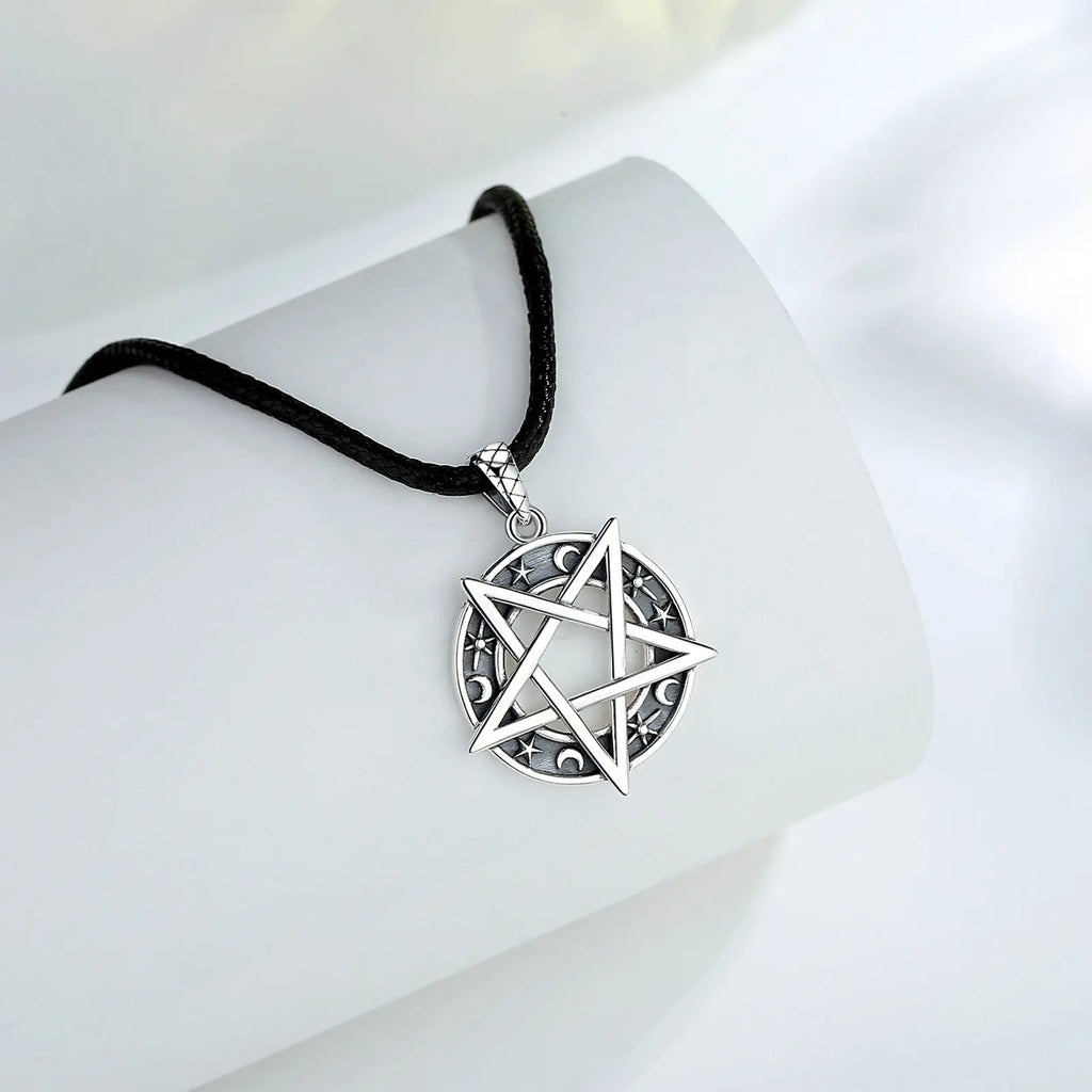 925 Silver Inverted Pentagram Necklace Solomon Amulet Tetragrammaton Pendant