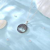 925 Silver Mother Tree of Life Necklace Abalone Shell Pendant Gift