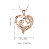 Eudora 925 Silver Mother & Baby Heart Necklace for Women