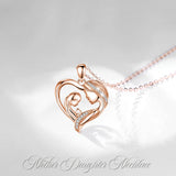 Eudora 925 Silver Mother & Baby Heart Necklace for Women