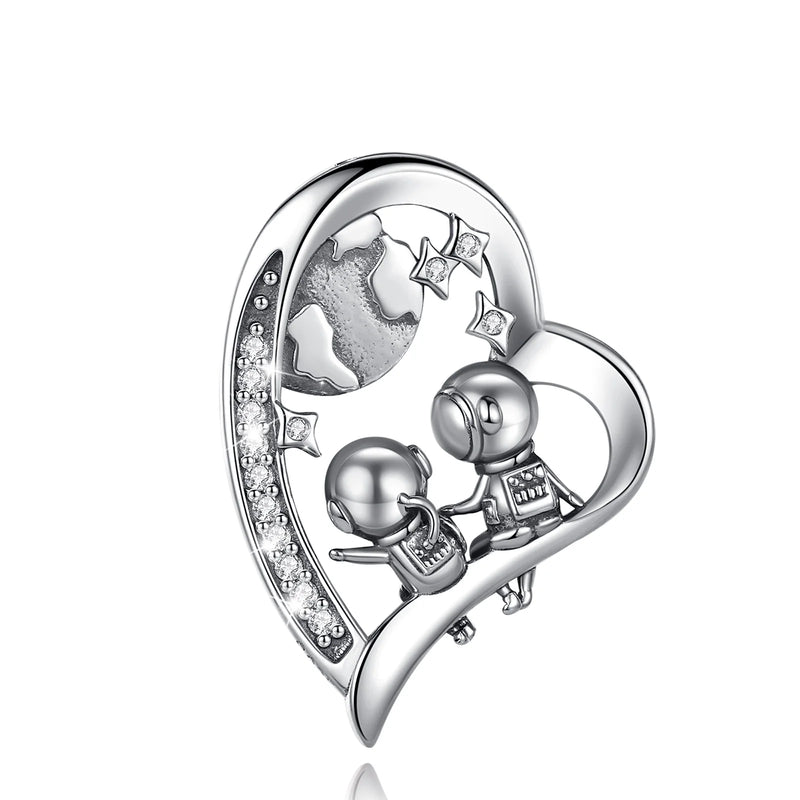 Eudora Astronaut Planet Necklace Heart-shaped Pendant