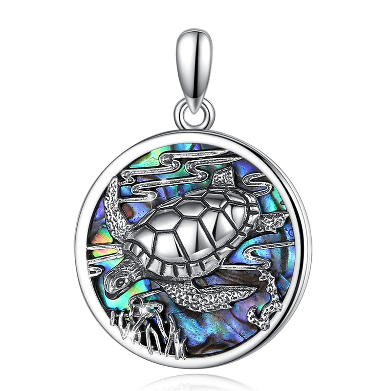 Eudora 925 Silver Sea Turtle Pendant Necklace